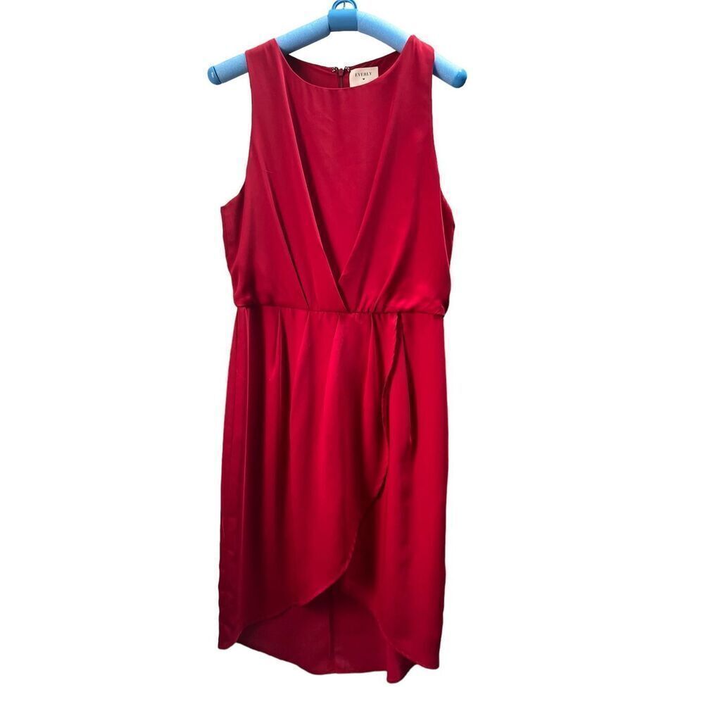 Everly Women's Red Sleeveless Blouson Mini Dress Size Large